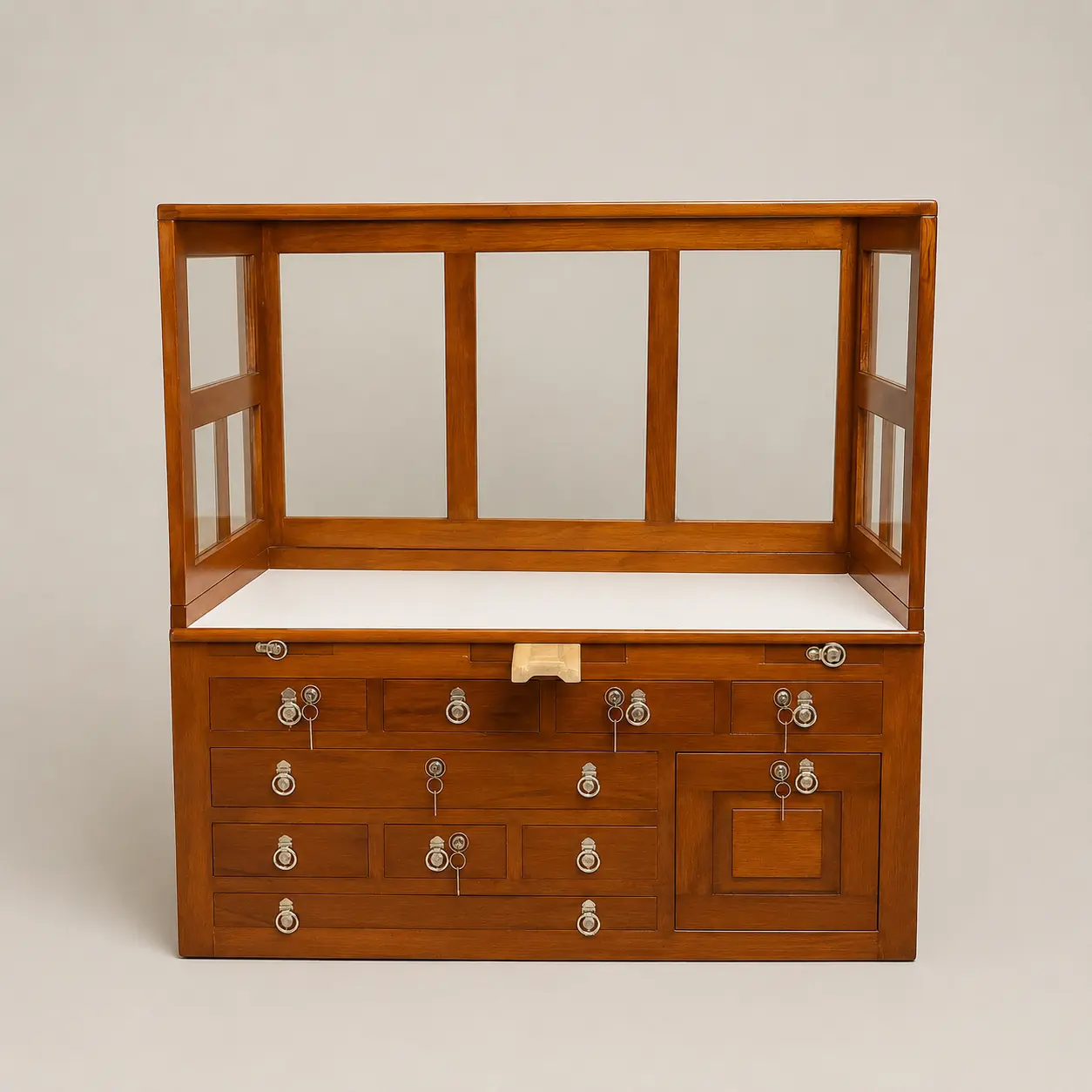 9 Drawer with Top Glass Display Cabinet — image 1