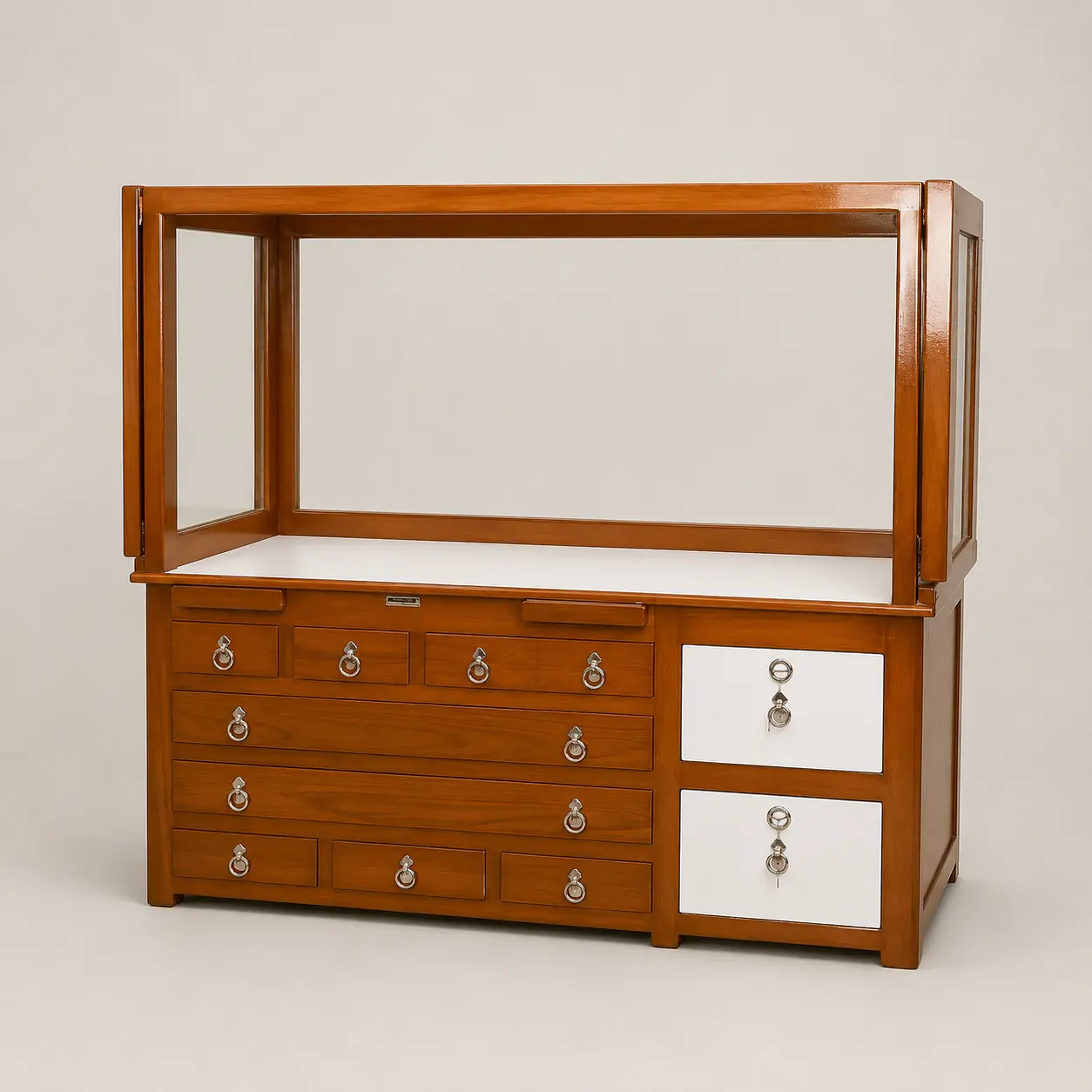 10 Drawer with Top Glass Display Cabinet — image 1